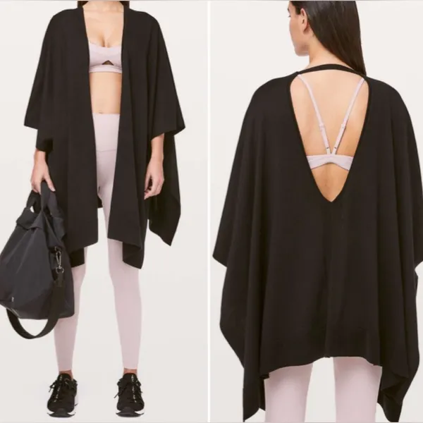 Lululemon Women’s‎ Black Free To Coast Wrap Cardigan Open Back Sweater Size O/S - Image 2
