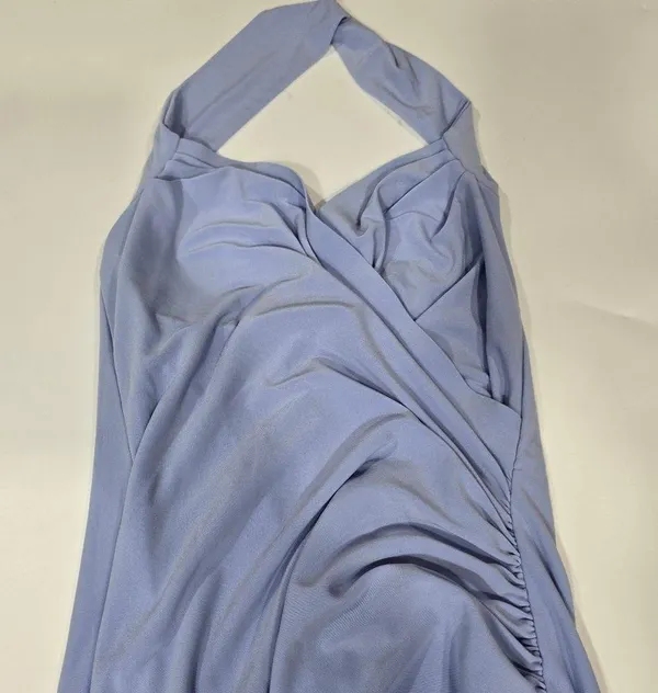 Norma Kamali x REVOLVE Halter Sweetheart Side Drape Gown in Celestial Blue - Image 8