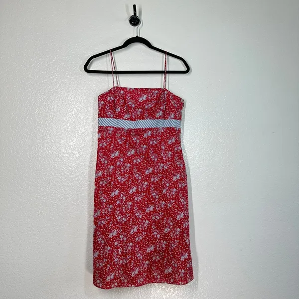 2/S red floral spaghetti-strap dress sundress mini vintage 90's Ann Taylor - Image 8