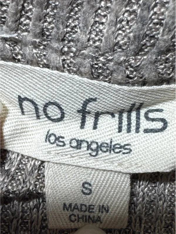 Cozy Taupe Ribbed V-Neck Sweater by no frills - Size Small - Image 2