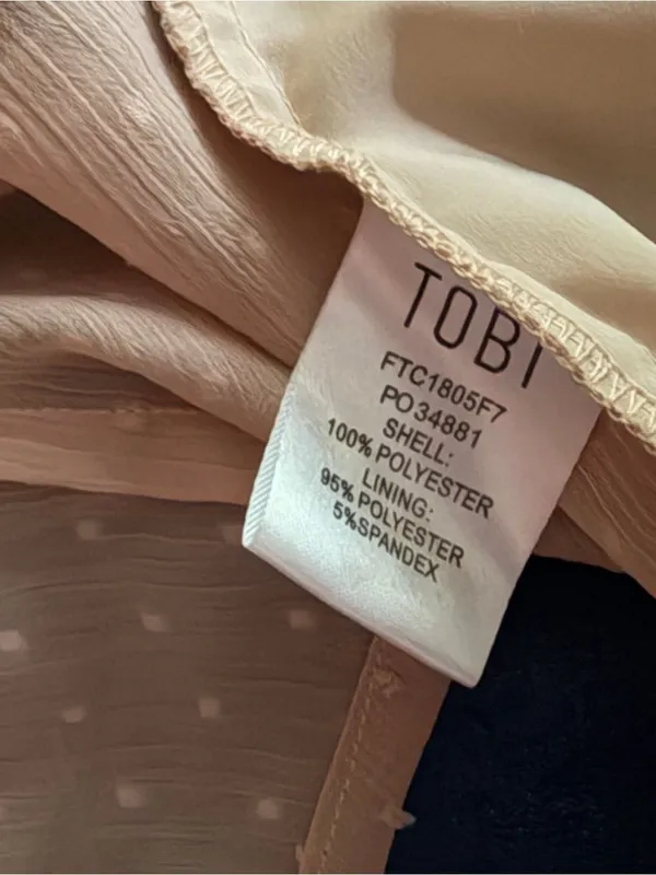 TOBI Swiss Dot Blush Pink Ruffle Wrap Top - Crop Top XL - Image 6