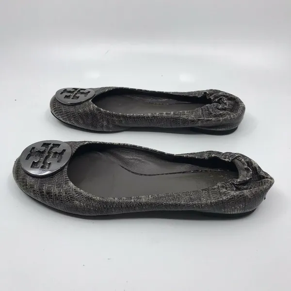 TORY BURCH Pewter Ballerina Flats size 6 - Image 4