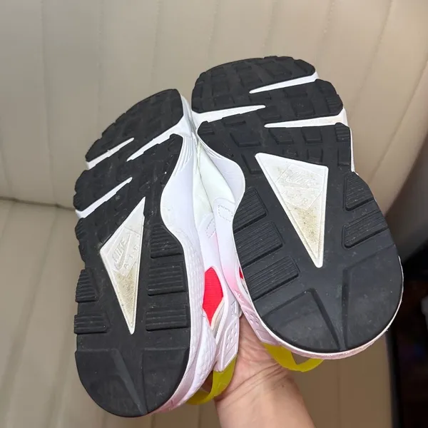 Nike Air Huarache Sneakers Size 8 White Neon Pink Volt Retro Running Shoes - Image 6