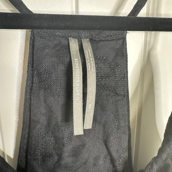 Anthropologie black linen maxi dress size XS ruffle oversize vacation minimalist - Image 7