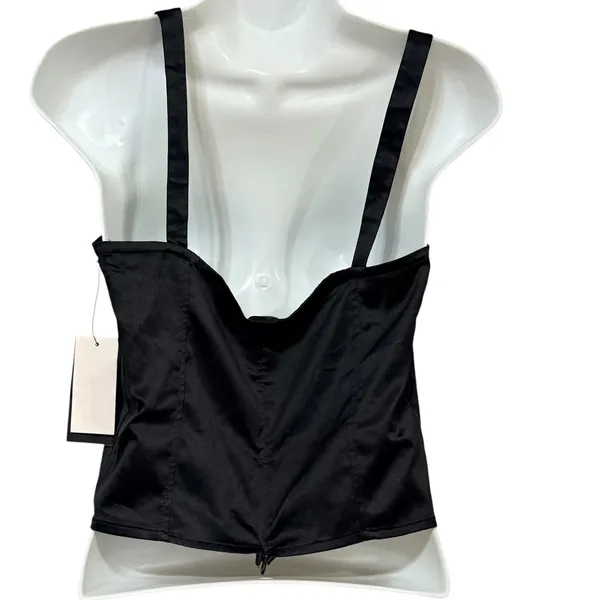 Danielle Bernstein Womens Black Satin Corset Bustier Crop Top Size 2 New - Image 2