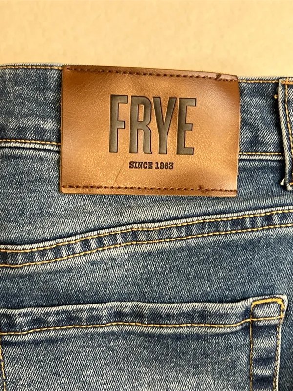 FRYE Women’s Blue Straight-Leg Denim Jeans size 4/27 slight distressed 5 pockets - Image 2