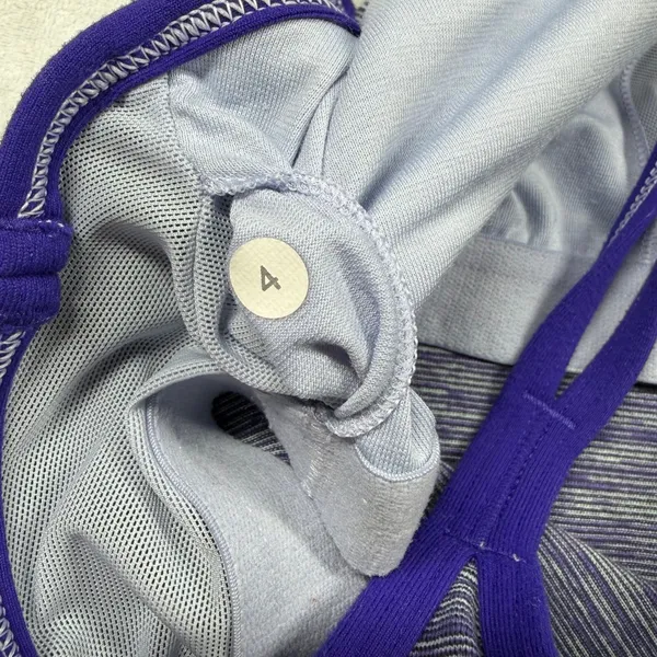 Lululemon Power Y Tank Top Women’s Size 4 Purple Gray Stripe Built In Bra - Image 4
