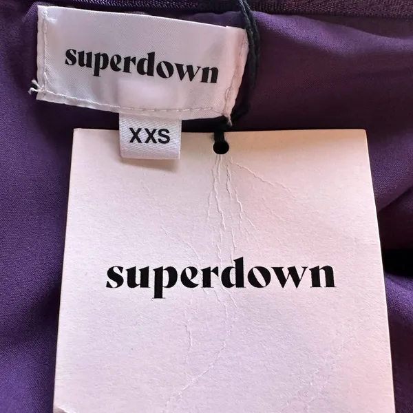 superdown Revolve Purple Satin Strapless Mini Dress XXS Slit Ruched Keisha NEW - Image 7