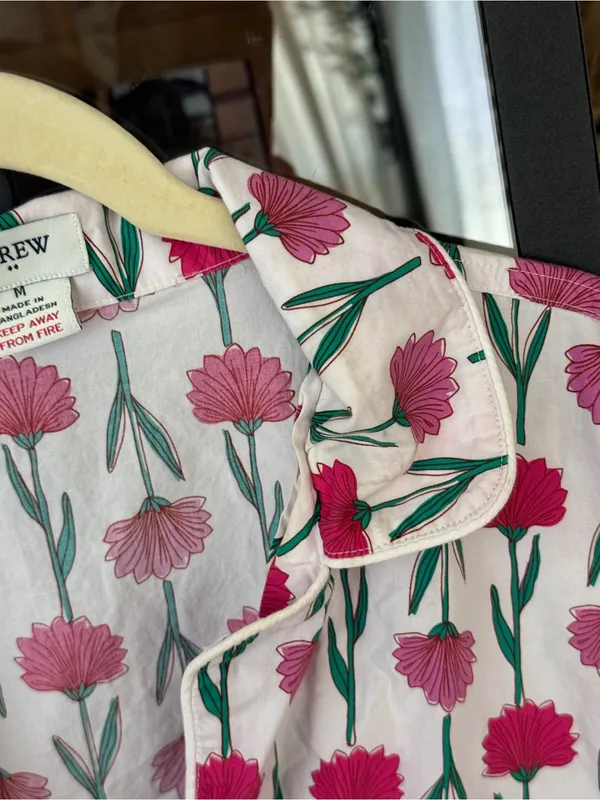 J. Crew block print pajamas shirt short sleeve button down floral garden cotton - Image 4