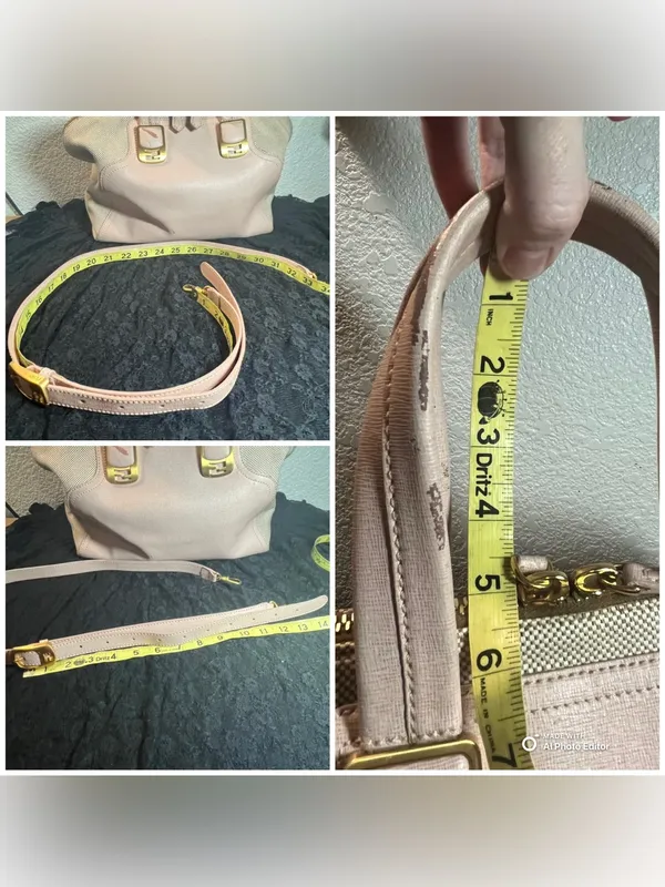 Fendi Chameleon Large Tote Bag 8BL114 Pink Leather Beige Canvas 2-Way Satchel - Image 12