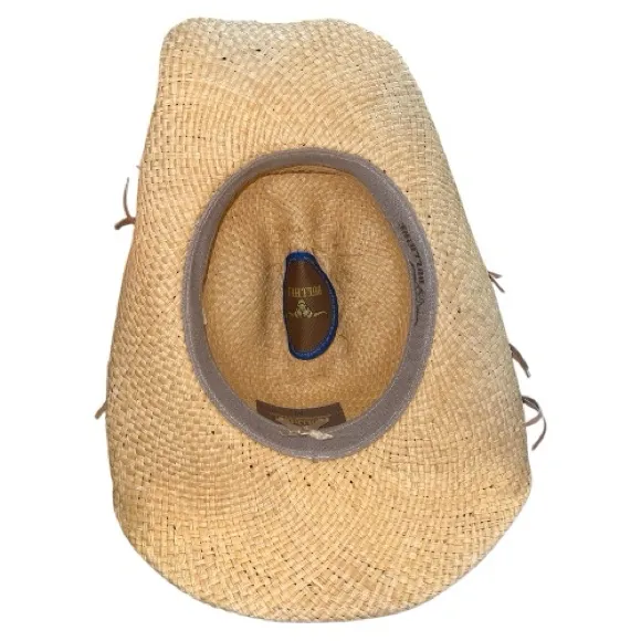 Bullhide Stylish Tan straw rolled sides Cowboy/girl Hat with Brown Band - Image 3