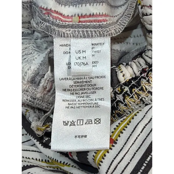 Maeve Anthropologie Wide Leg Pants Womens Multicolor Smocked Ikat Print Medium - Image 4