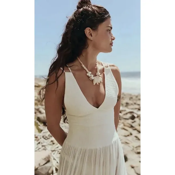 FREE PEOPLE WHITE FUN IN THE SUN MAXI DRESS SZ Large - Image 2