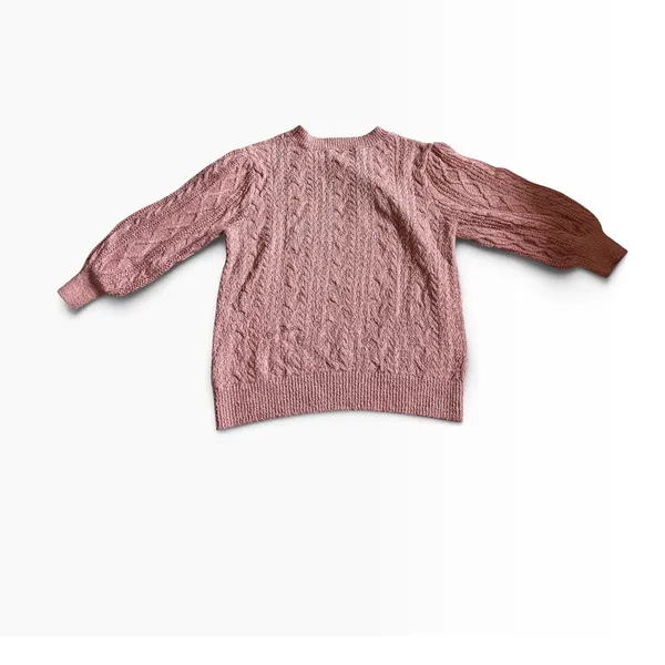 Free People Cable Knit Sweater Large Pink Boho Chunky Pullover - Image 2