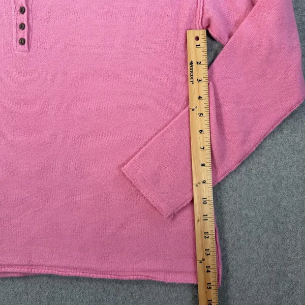 Easel Los Angeles Women's Medium Pink Henley V-Neck Long Sleeve Sweater Knit - Image 7