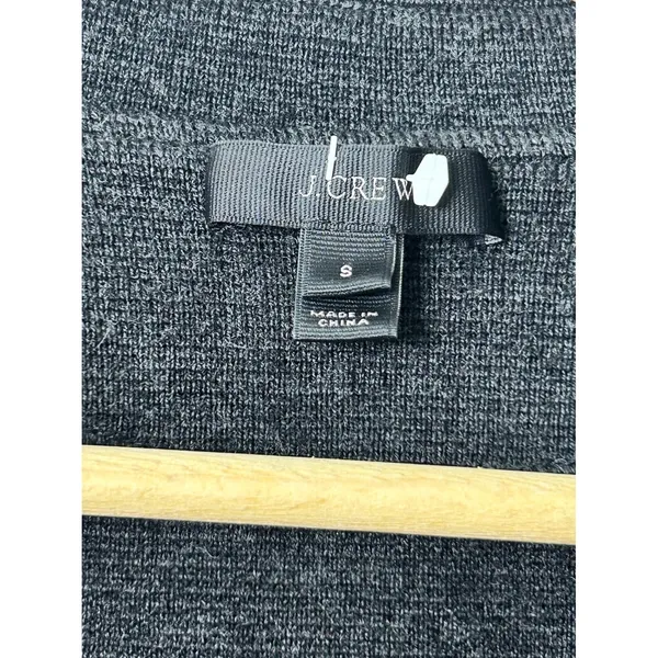 J.Crew Sweater Blazer Charcoal Gray 100% Merino Wool Open Front G7746 S - Image 2