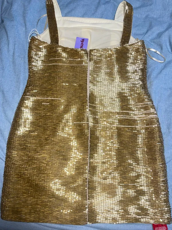 STAUD mini gold dress - Image 4