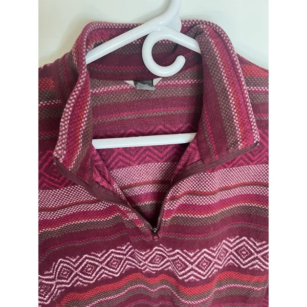Eddie‎ Bauer Wm LG Pink 1/4 Zip Pink Aztec Pullover Jacket Hiking Outdoor Camp - Image 3