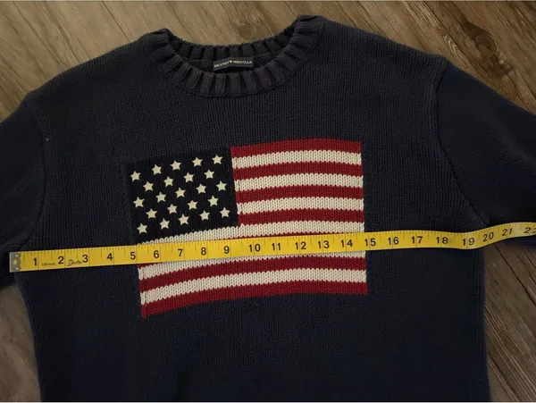 Brandy Melville Nico American Flag Knit Sweater Navy OS - Image 5
