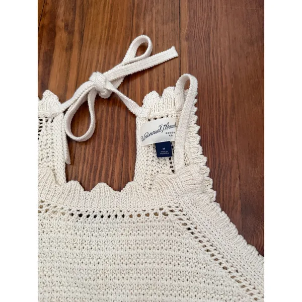 Universal Thread‎ Cream Sweater Knit Halter Romper Drawstring Waist Cream Medium - Image 4
