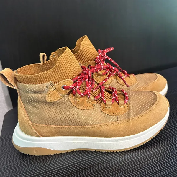 Nurture Elias Sneaker Boots Tan Suede Red Lace Gorpcore Hiking Womens 7.5 - Image 2