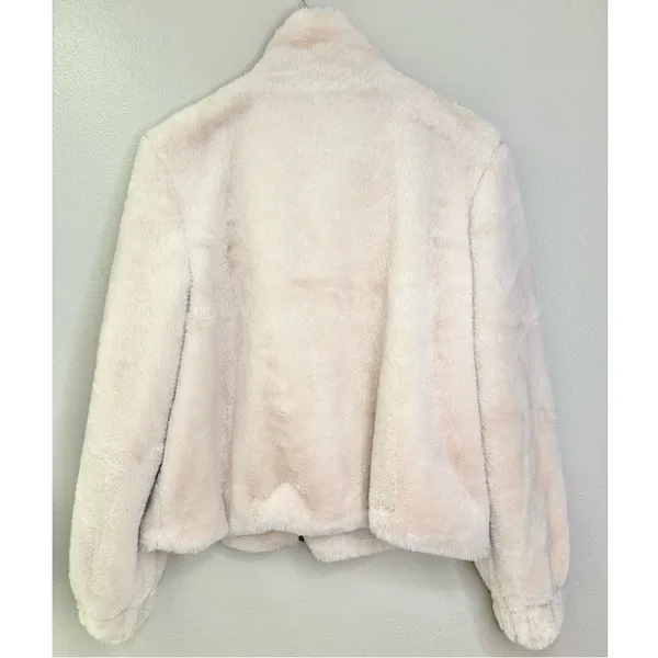 Sanctuary Sami Faux Fur Cream Cropped Full Zip Up Jacket - Image 8