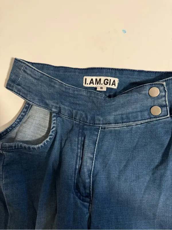 I.AM.GIA Drew Jeans S Blue Cutout Waist Straight Leg Y2K Denim - Image 3