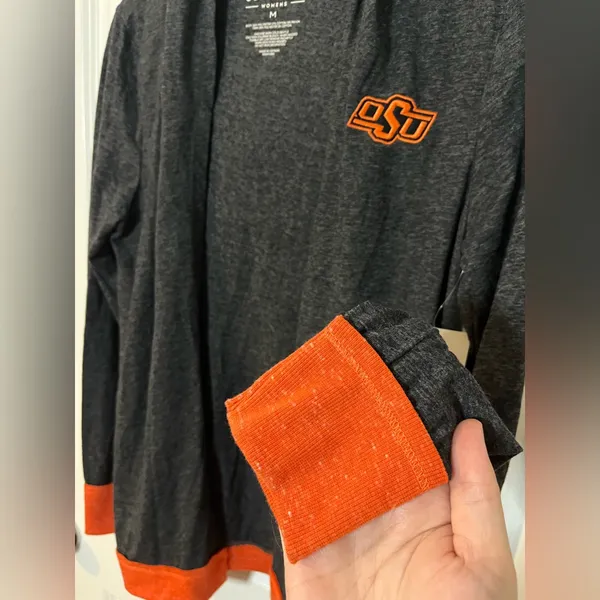 Colosseum NWT Charcoal Oklahoma State Cowboys Steeplechase Hooded Cardigan Sz M - Image 9