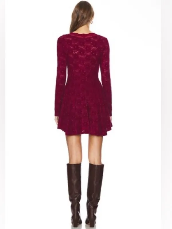 NWT Free People All Yours Mini Dress In Red Plum Size Large - Image 3
