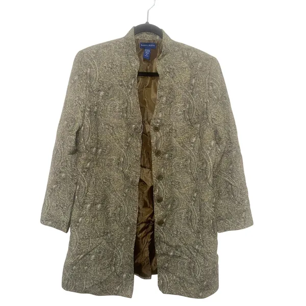 Karen Scott Paisley Print Button‎ Front Jacket Career Office Coat Size 14 - Image 2