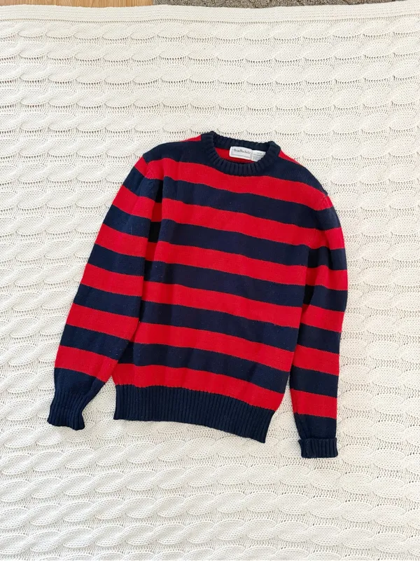 Vintage Brian MacNeil Striped Crewneck Sweater in Red & Navy - Image 2