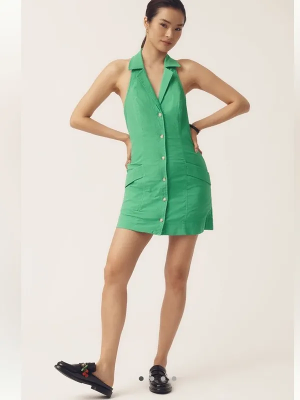 NWT Anthropologie The Amelia Collared Mini Dress by Maeve Green Sz XL - Image 2