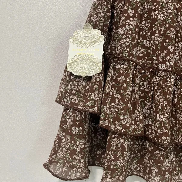 Altar’d State Brown Floral Ruffle Mini Skirt XS NWT Boho‎ Cottagecore - Image 6