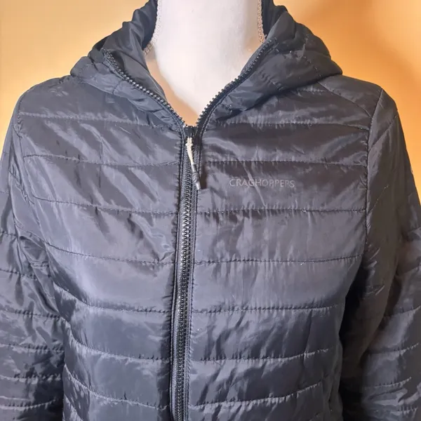 Craghoppers Women's Black Quilted‎ Hooded Jacket Zip Front US 6 UK 10 - Image 3