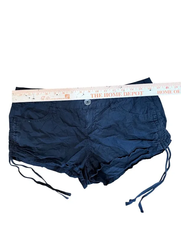Blue Spice Micro Mini Shorts Cinch Side Drawstring Cargo Low Rise Vtg Y2K SZ 9 - Image 5