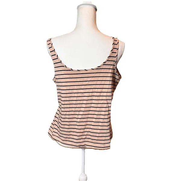 Cabi XL Brown Black Striped Tank‎ Top Scoop Neck Stretch Cotton Knit - Image 2