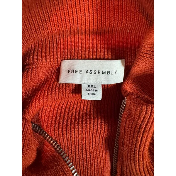 Free Assembly Womens XXL Rust Red Ribbed Quarter Zip Sweater Front Pockets - Image 6