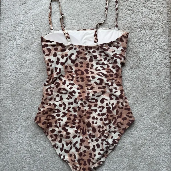 AERIE Brown and Cream Patterned One-Piece Size Small - Image 11