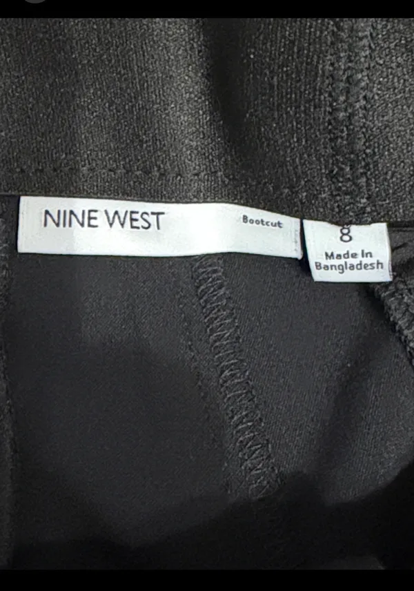 Nine West Black High waste/ wide leg pants - Size 8. Great pair of pants. Pockets on front & back. Gently warn & excellent condition. Mark on top is the iron over pockets, will wash out. Measurements approximately 16” waste x 11” rise x 39”. priced to sell at as is condition. None smoking home. Don’t like my price, make reasonable offer! - Image 5