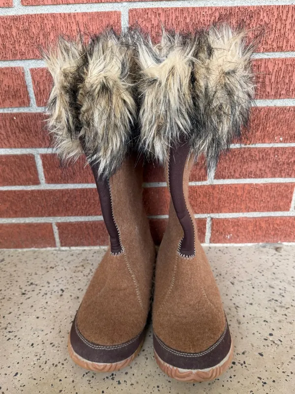 SOREL Cozy Joan felt furry boots tan/brown‎ womens size 8 - Image 2