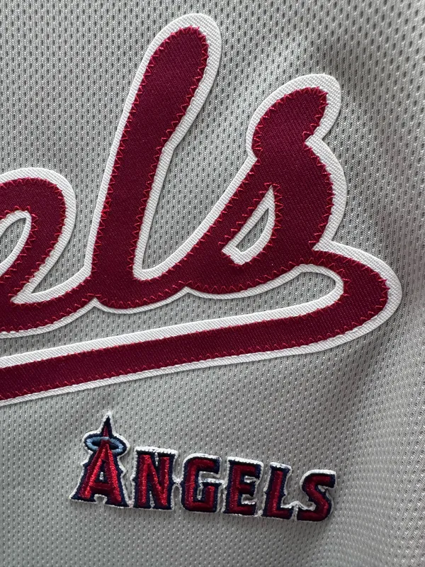 Stitches Anaheim Angels MLB Baseball Jersey Large Gray Red Official - Image 2