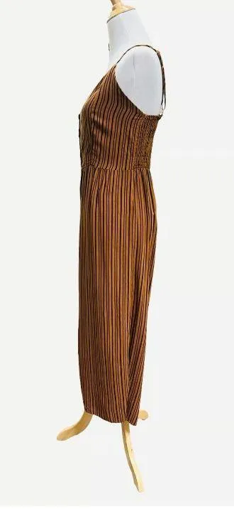 Heart Hips jumpsuit brown black L stripes rayon - Image 3