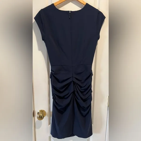 BCBG Max Azria Joana Ruched Fitted Mini Pencil Dress Navy Blue size 6 - Image 5