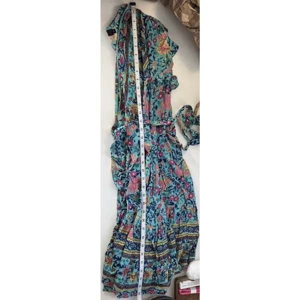 ZESICA Womens Teal Floral Wrap Dress Short Sleeve Boho‎ V-Neck Mini Dress S - Image 11