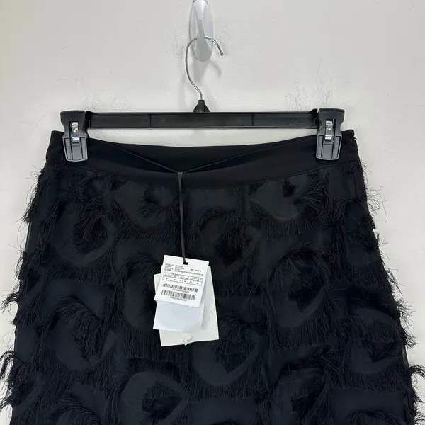 Marella Demien Mini Skirt Black Fringe High Waist Party Straight Pencil US 6 NWT - Image 8