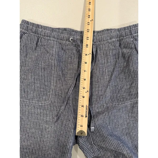 NEW Amazon Essentials Pants Medium Striped Elastic Travel Linen Cotton Cottage - Image 5