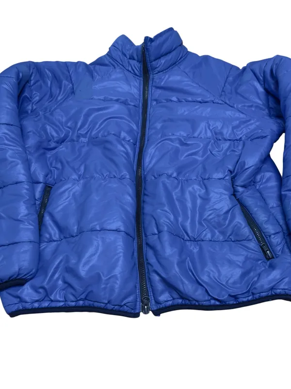Patagonia Patched Blue Down Puffer Coat Jacket Full Zip Insulated Women L FLAWED - Image 5