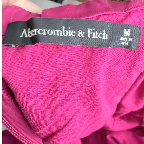Abercrombie & Fitch Berry Dipped Waist Midi Dress Open Cutout Back M - Image 4