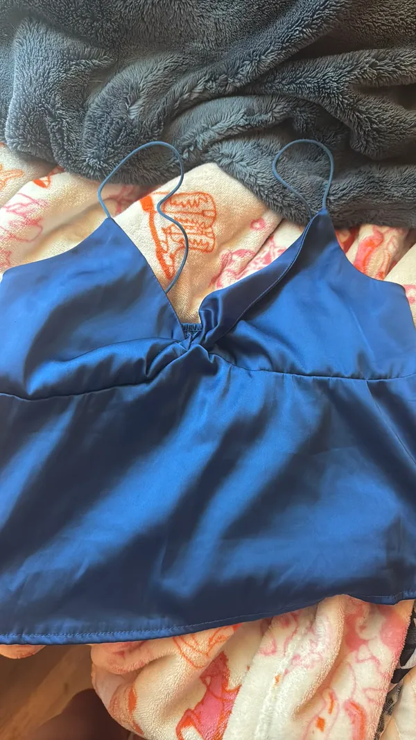 Royal blue silk top Size M - Image 2