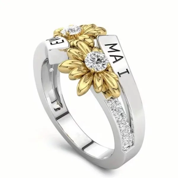 Elegant Stainless Steel Silver Sunflower Design Press” I am Enough” Ring Size 6 - Image 4